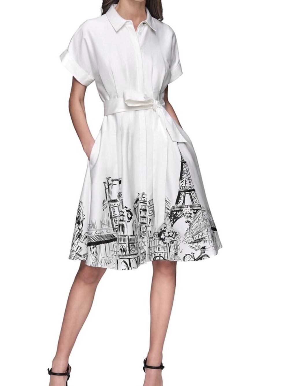 Karl Lagerfeld White Button-Front Shirt with Branded Button